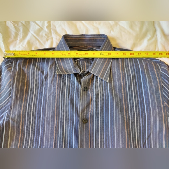 Express Design Studio striped 💙 men's button down dress shirt 🔘 (Large) 👔 - Picture 11 of 15